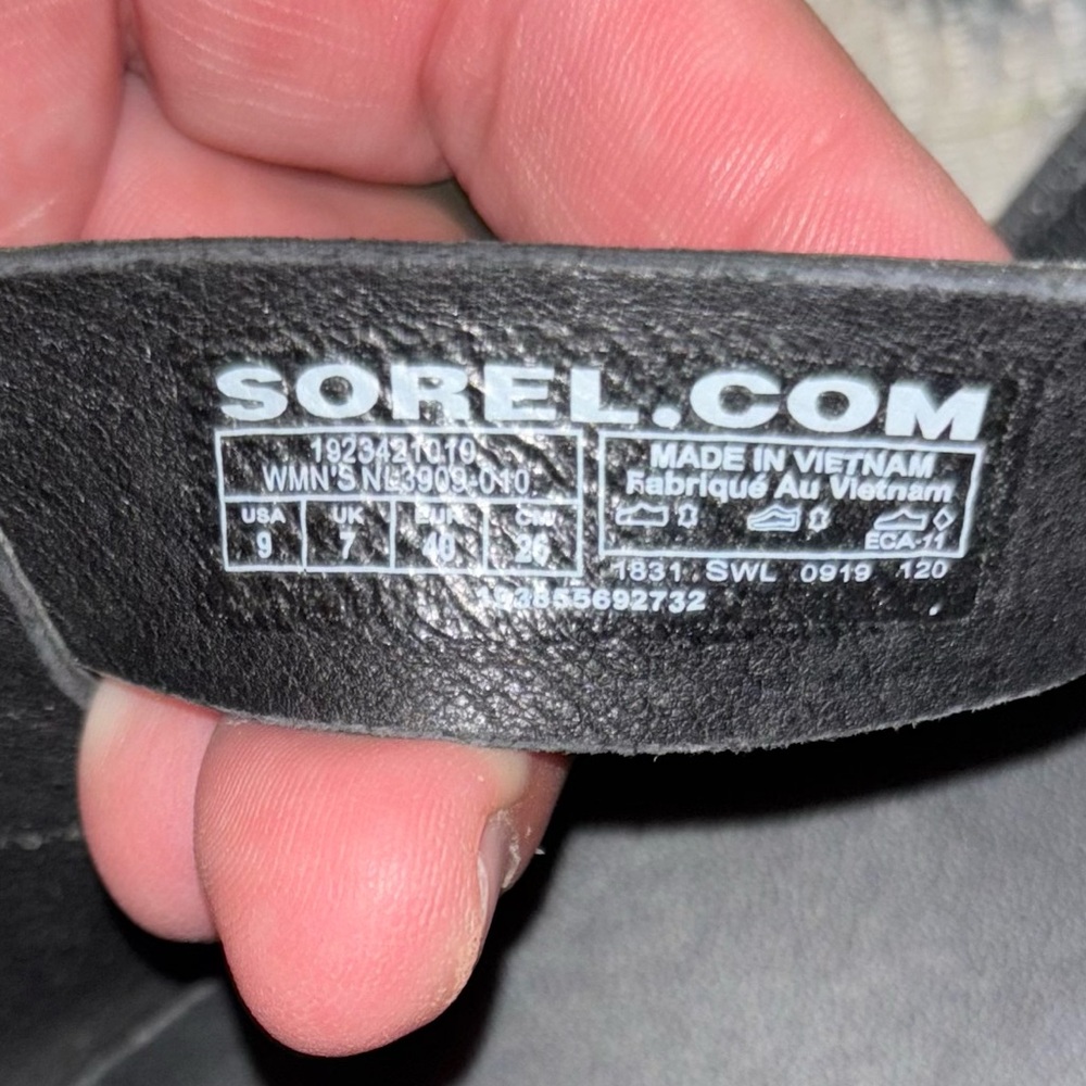 Sorel Roaming Criss Cross Black Leather Jute Ankle Strap Platform Sandal 9 - Picture 9 of 9
